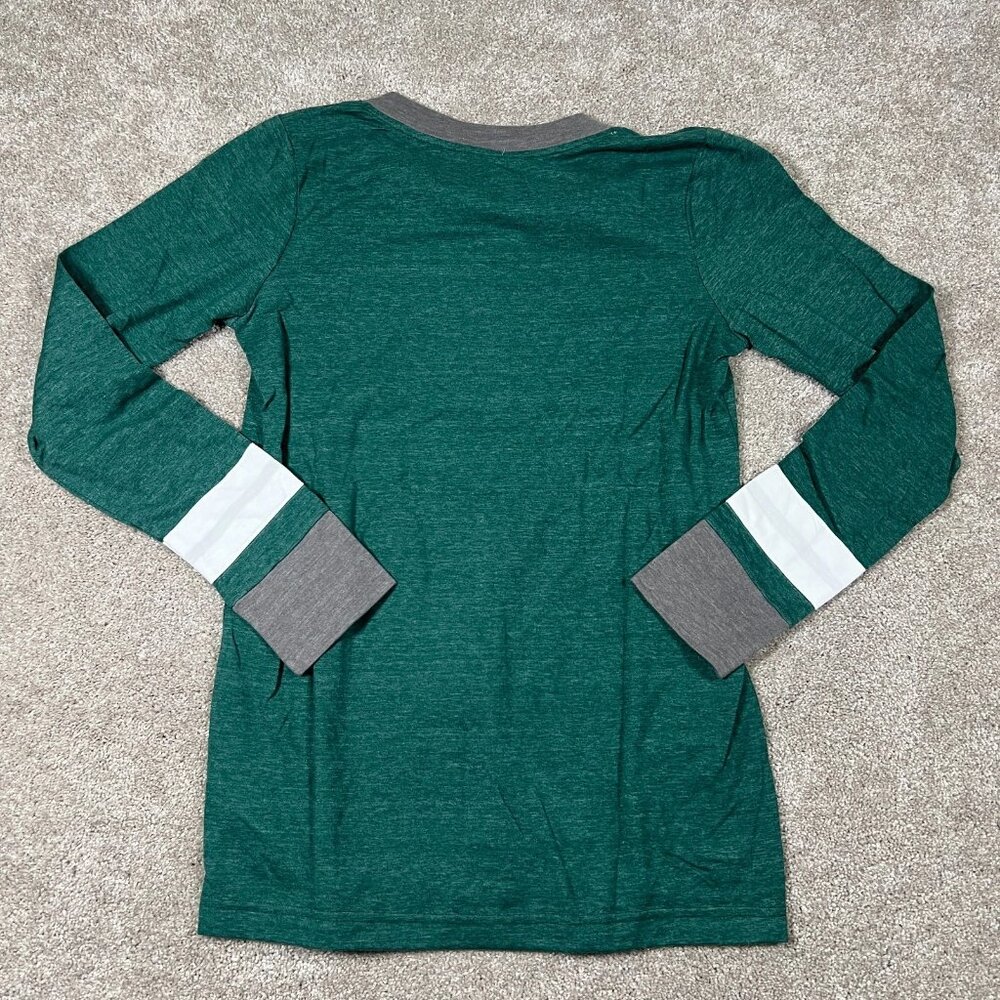 Adidas Womens S Green Dallas Stars NHL Hockey Long Sleeve Henley Neck Tee NWT - Picture 2 of 6